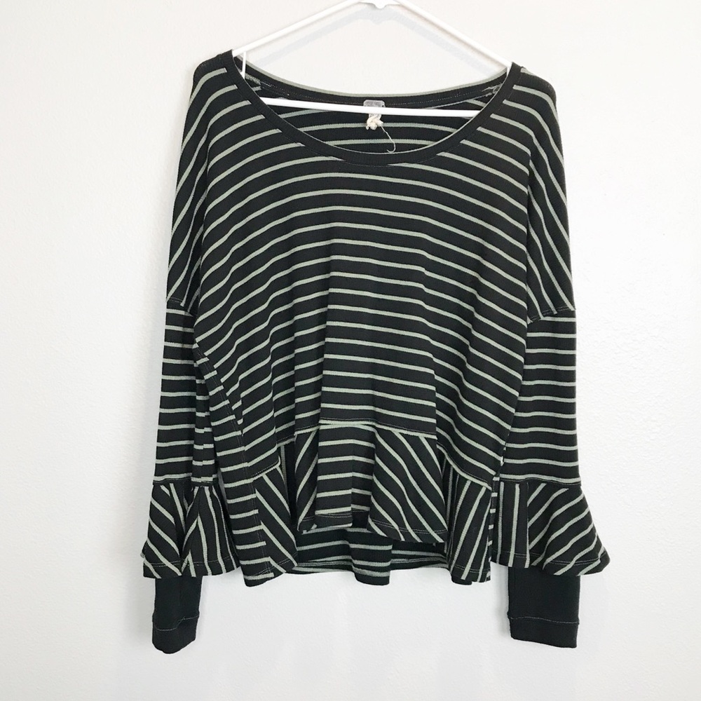 Free People Stripped Bell Sleeve Long Sleeve
